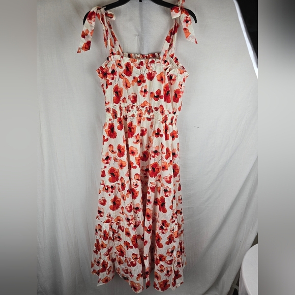 Matilda Jane Floral Sleeveless Red & White Teired Dress Sz M - Picture 10 of 14